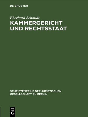 cover image of Kammergericht und Rechtsstaat